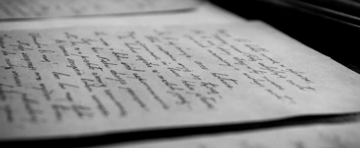 Paper with handwritten cursive writing