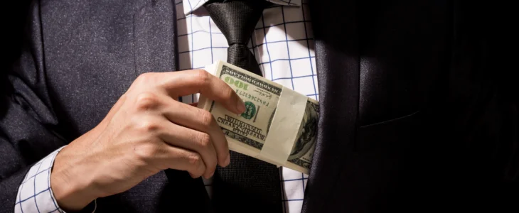 Business man embezzling money