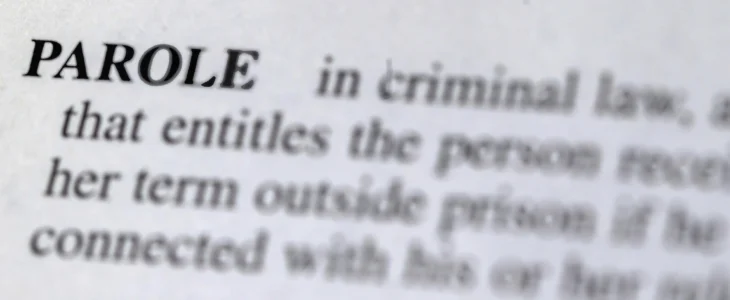 close up photo of the word parole in the dictionary